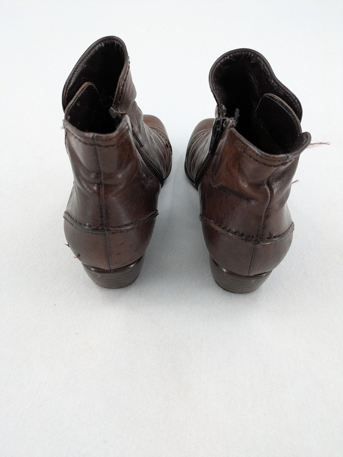 Gabor brown winter boots genuine leather side zipper decorative lacing block heel