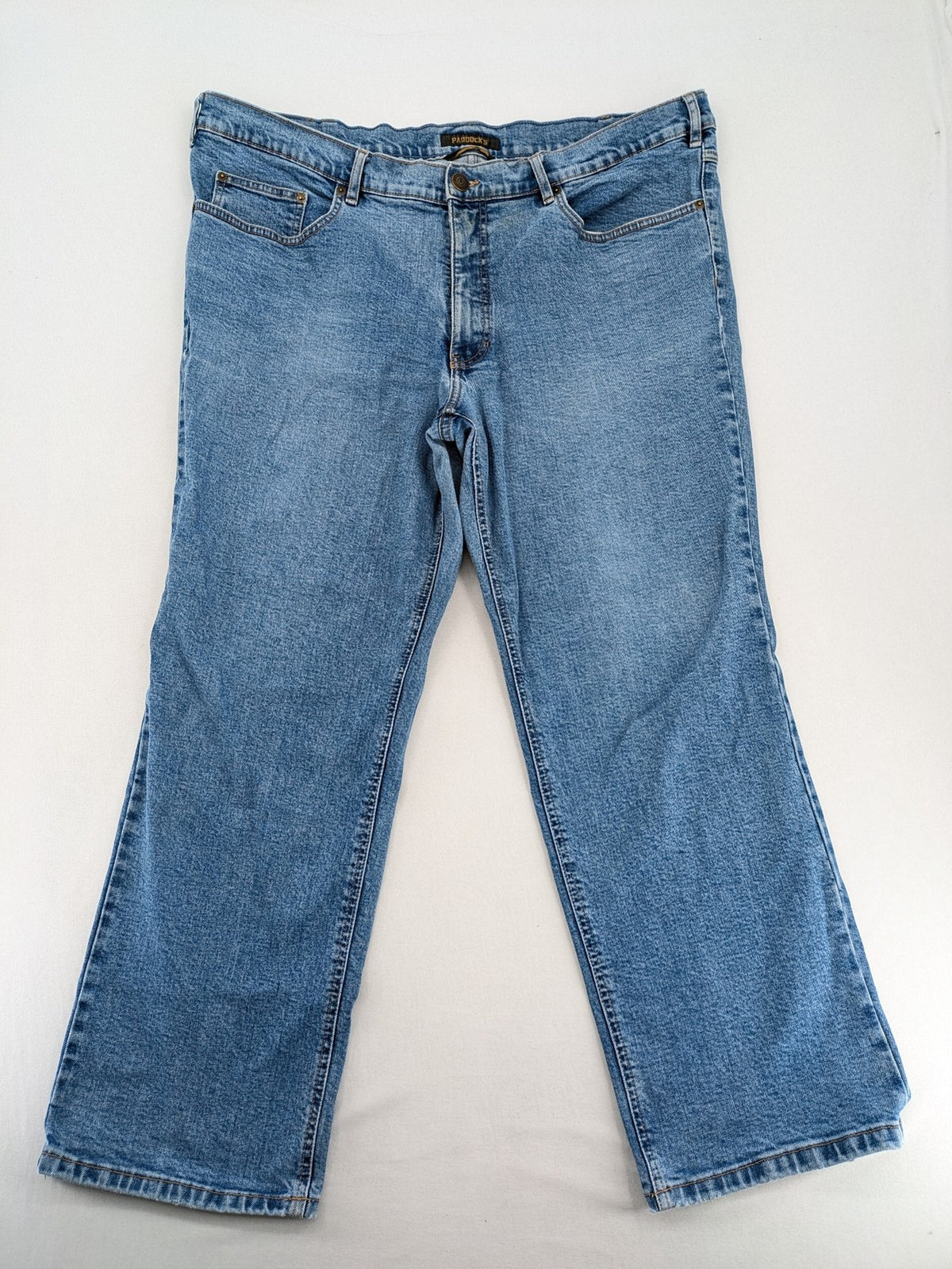 Paddock's blue straight jeans classic 5-pocket style with zipper, comfortable stretch denim.