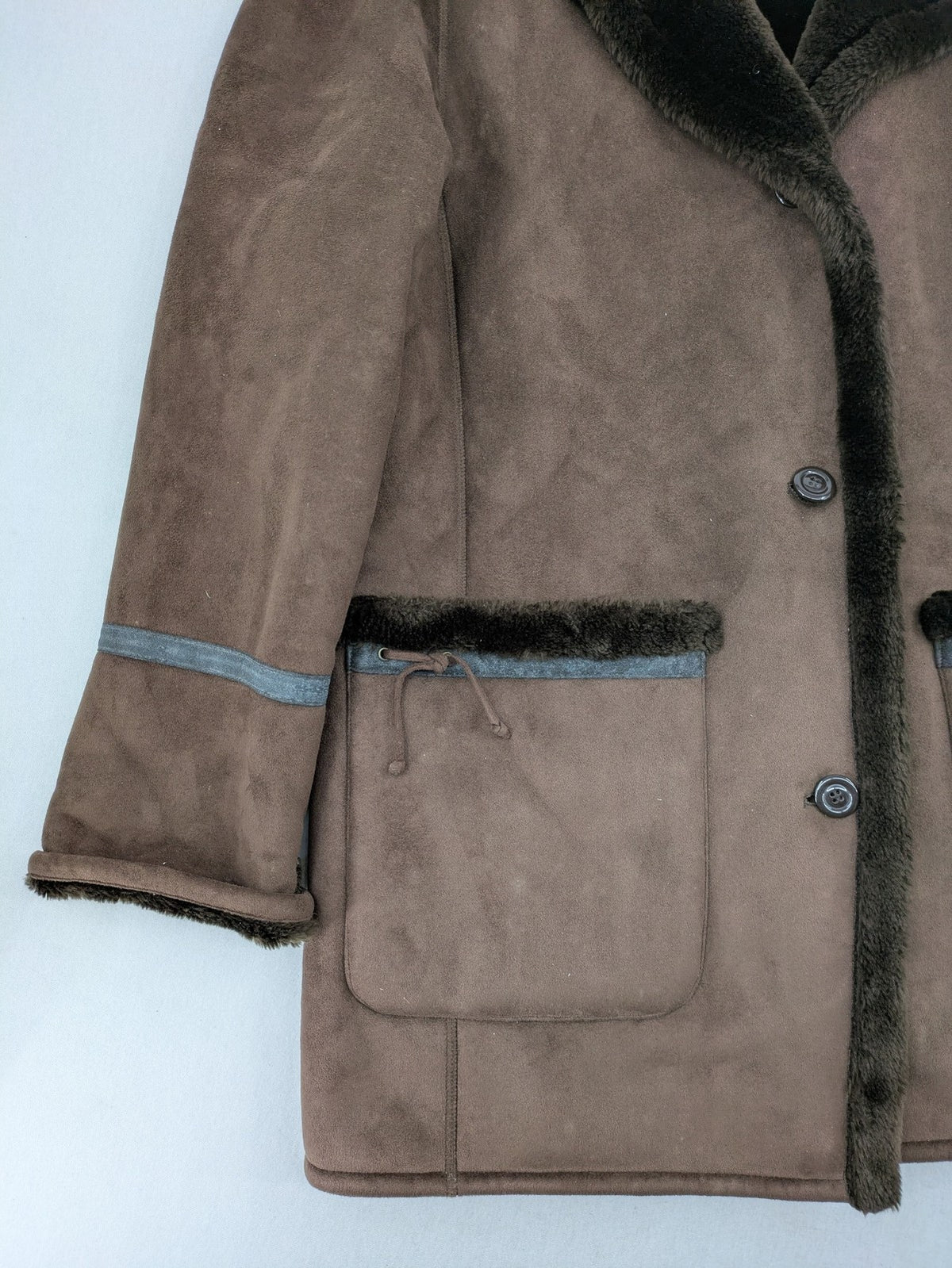 Lena Fashion multi winter coat faux suede look with soft faux fur lining.