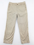 Gap beige girlfriend chino pants with relaxed fit and soft cotton-stretch blend.