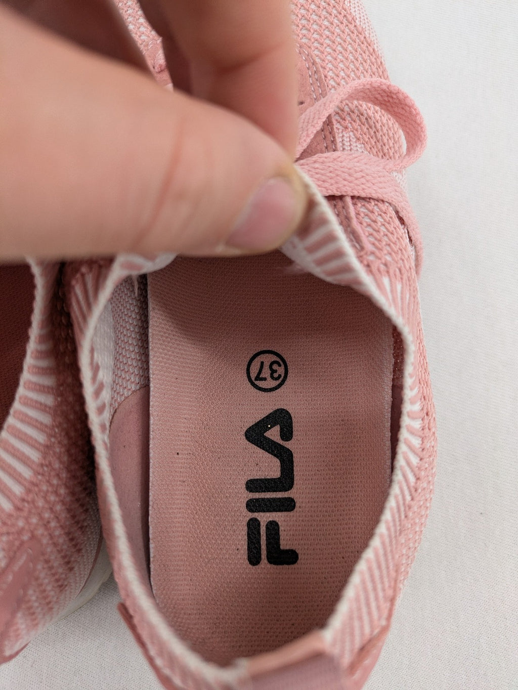 Fila pink sneakers breathable mesh upper sock-like fit with white accents