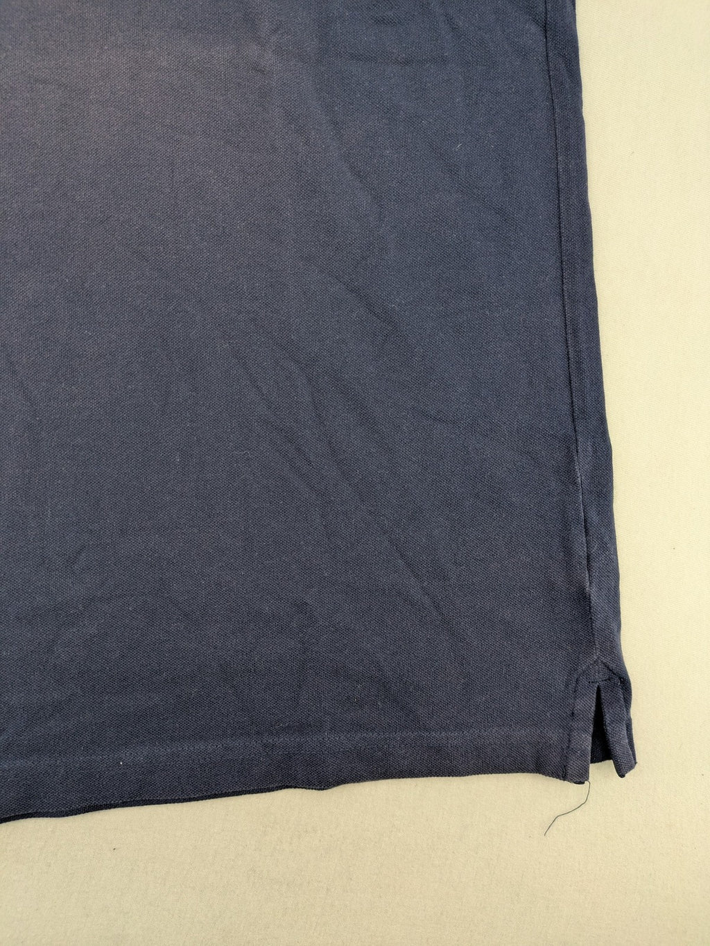 XXL navy polo shirt with grey contrast collar and cuffs, 100% cotton material.