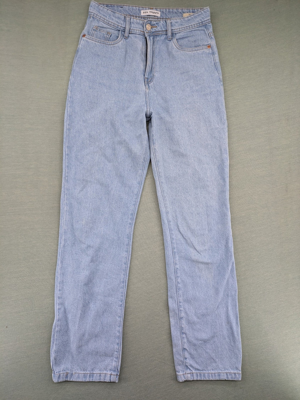 Zen blue straight jeans high rise classic stone wash 100% cotton