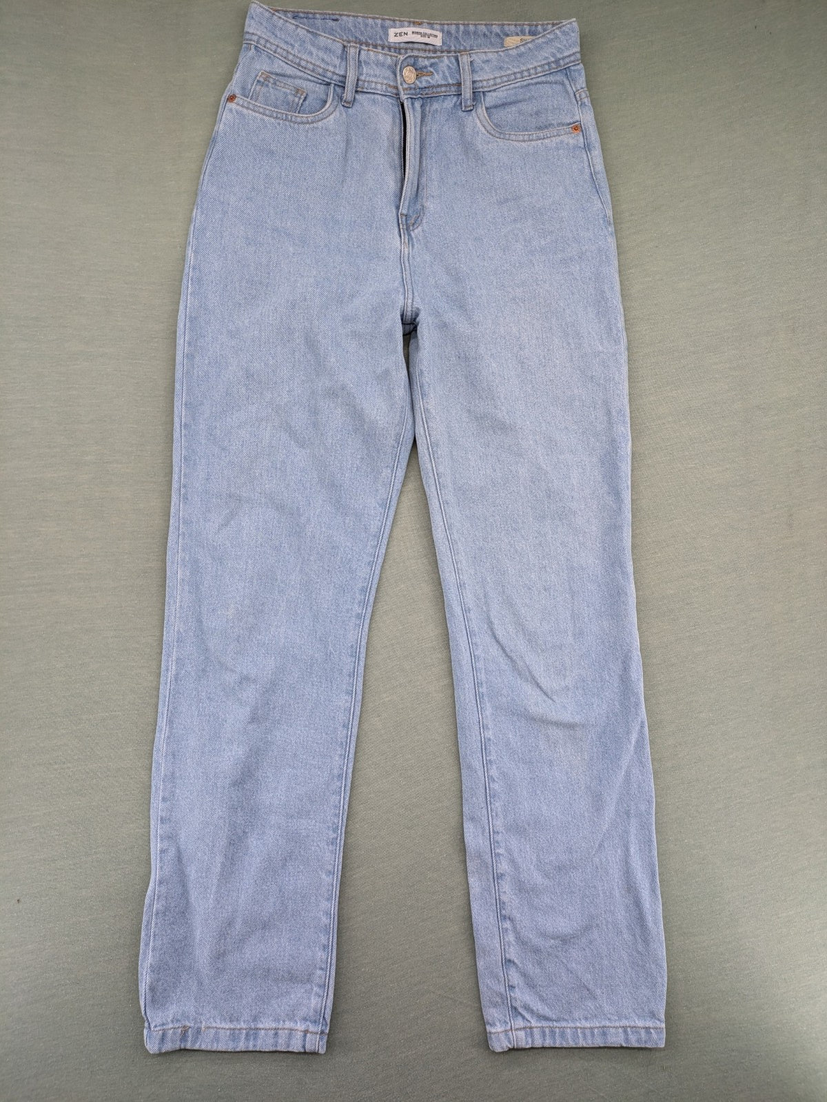 Zen blue straight jeans high rise classic stone wash 100% cotton