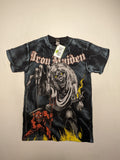 Iron Maiden multi t-shirt featuring "The Number of the Beast" artwork and all-over lightning print.
