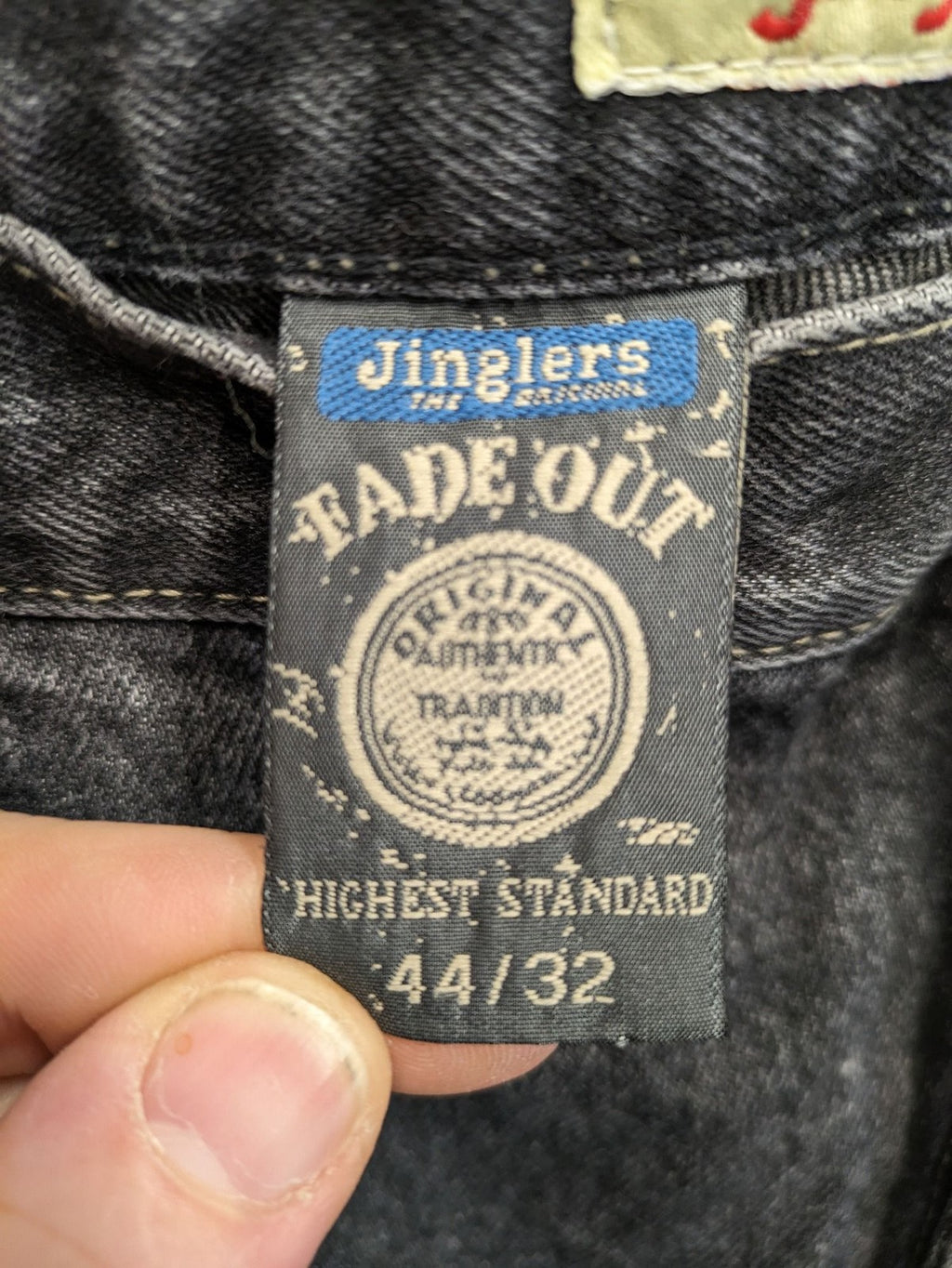 Jinglers straight jeans black grey faded wash, classic 5-pocket style, 100% cotton.