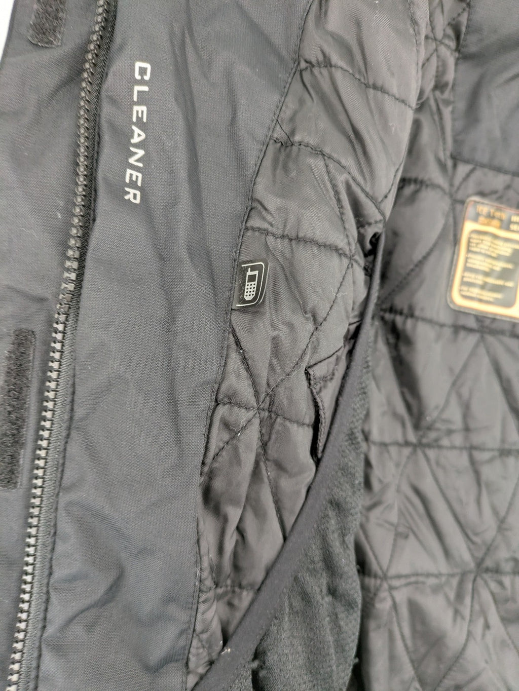 Icepeak black and white ski snowboard jacket with RECCO logo and quilted insulation.
