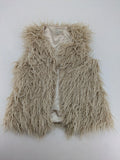 Amisu beige shaggy vest, sleeveless, soft faux fur, open front design.
