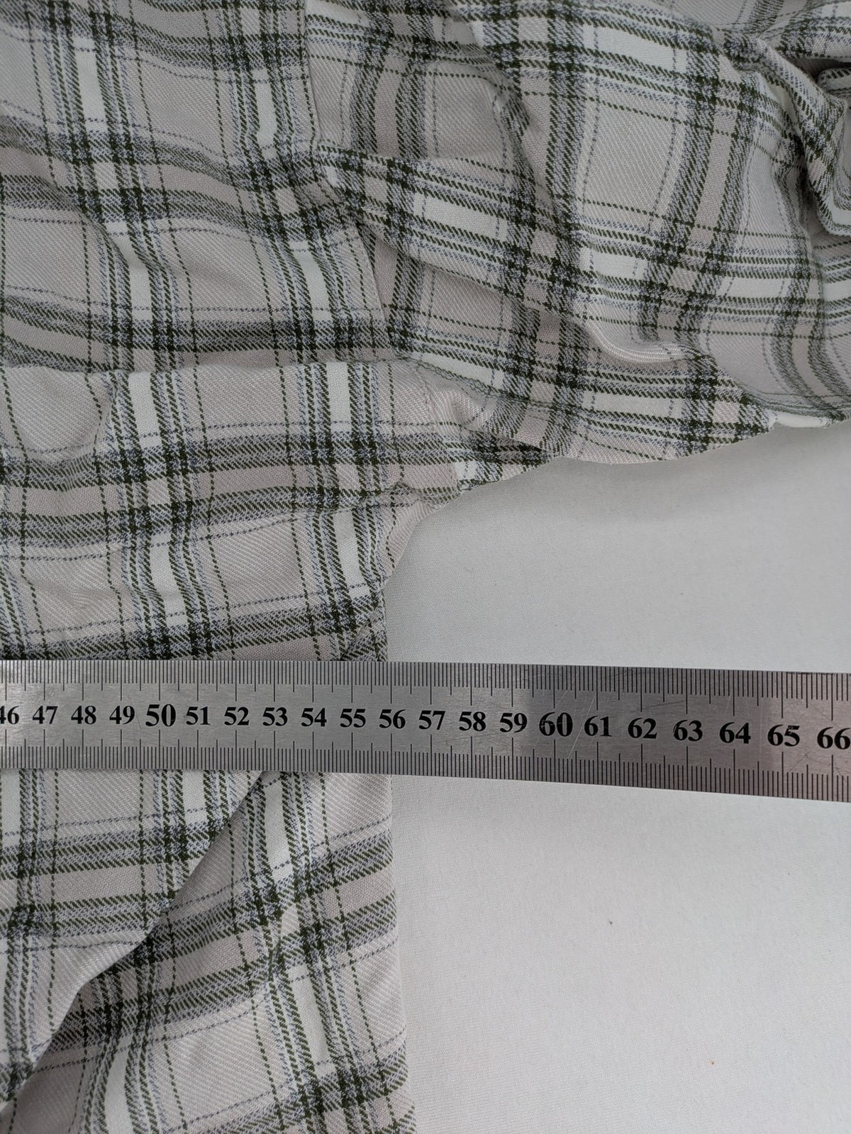 OS Trachten dirndl shirt grey green checkered cotton with decorative buttons and chest pocket