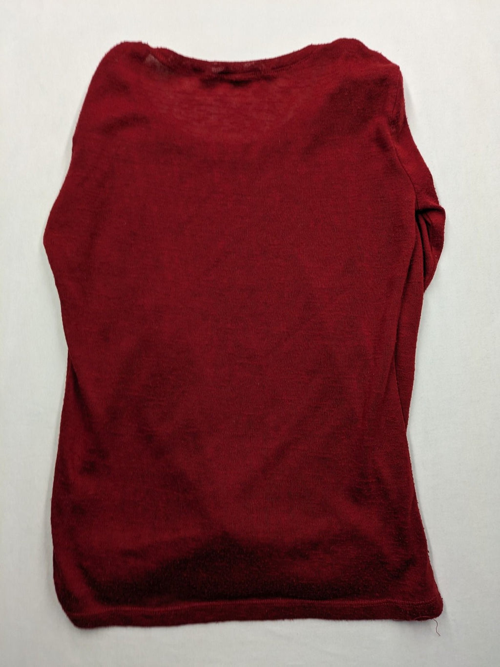 BLIND DATE cream red long sleeve top with sparkling OMG rhinestone design and classic round neckline.