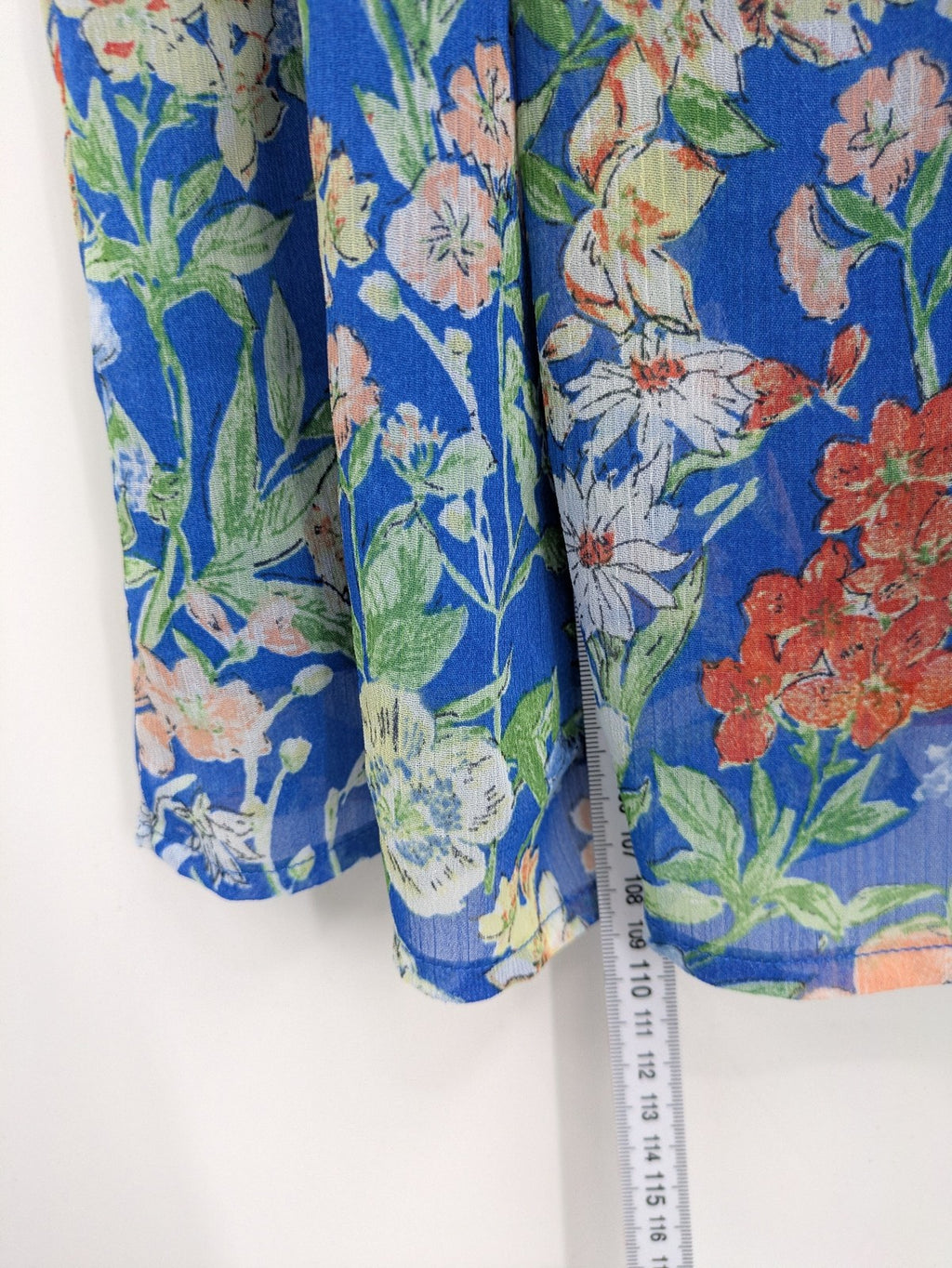 edc by Esprit multi floral midi dress blue chiffon fabric adjustable spaghetti straps