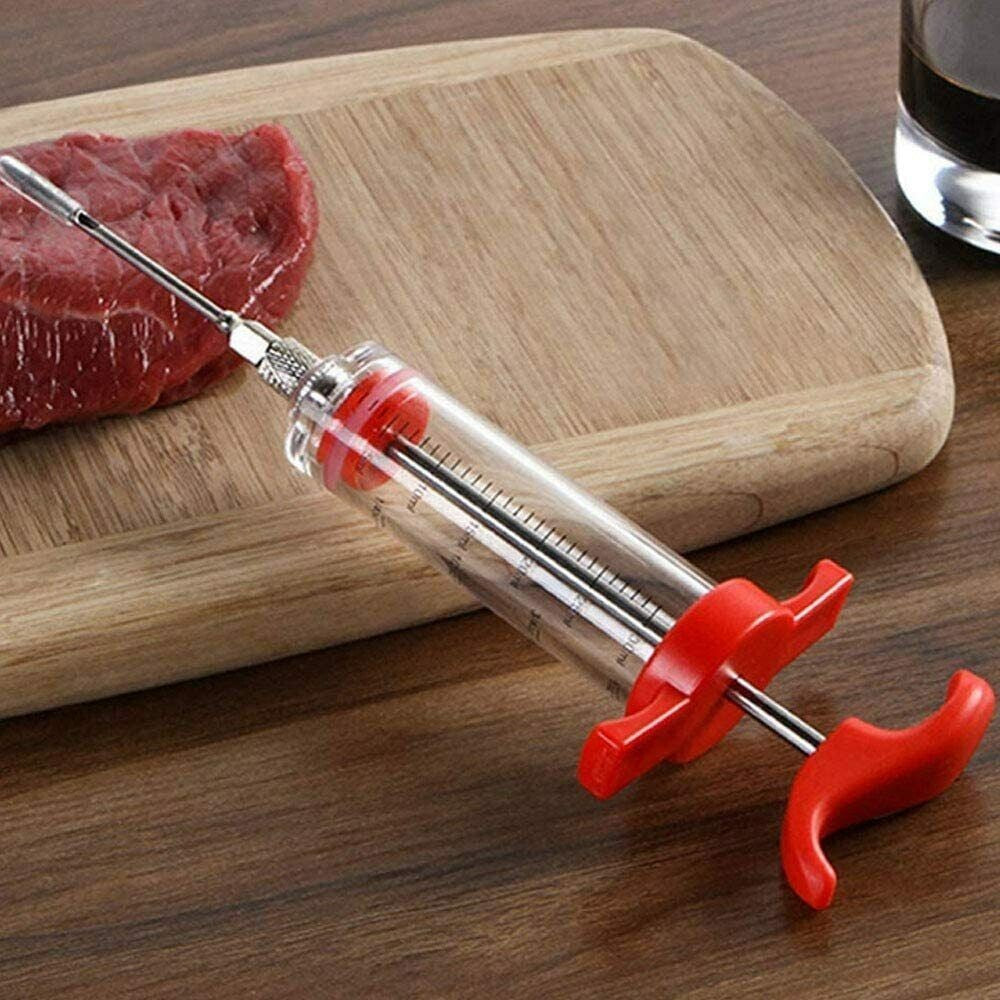 Bratenspritze white stainless steel marinade injector with durable design and precise needle.