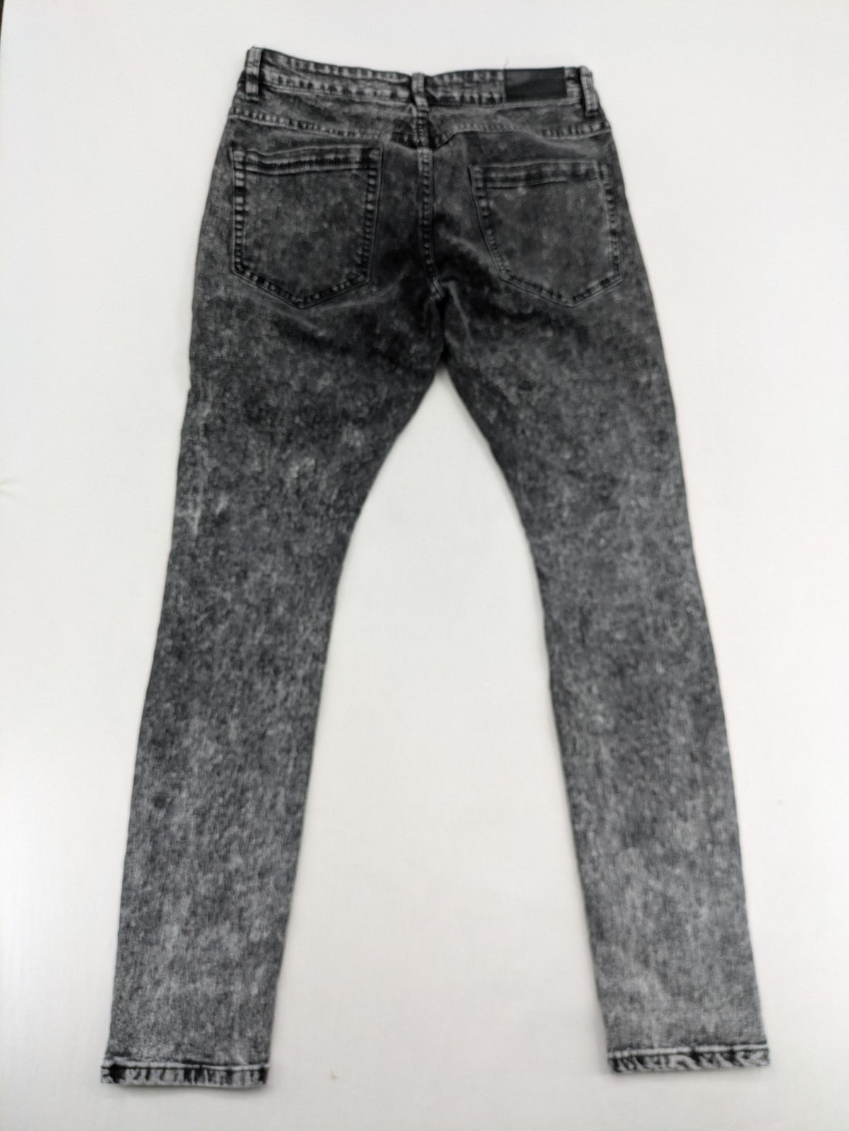 Pull&Bear black acid wash straight jeans slim fit with faded denim texture.