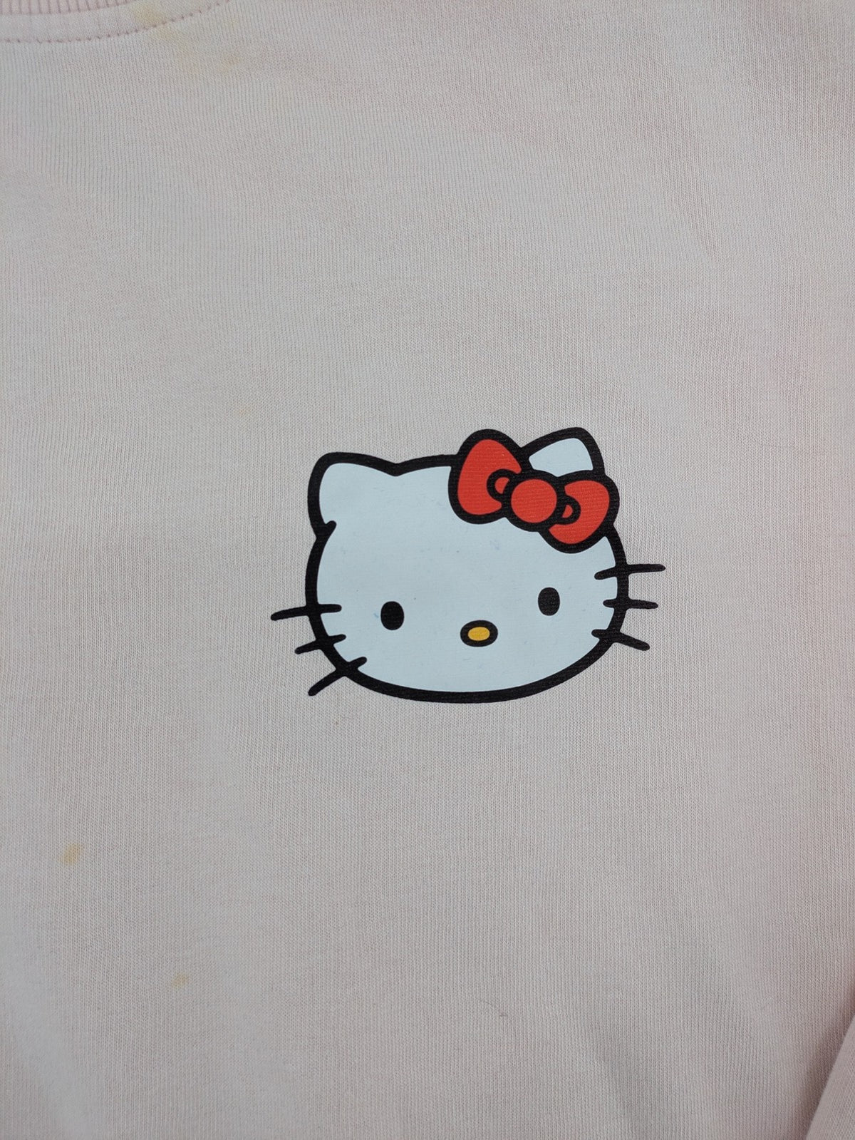 Hello Kitty pink sweatshirt classic graphic face logo on chest, long sleeves, round neck.