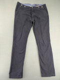 WE grey straight leg chinos 100% cotton button fly with unique brand buttons