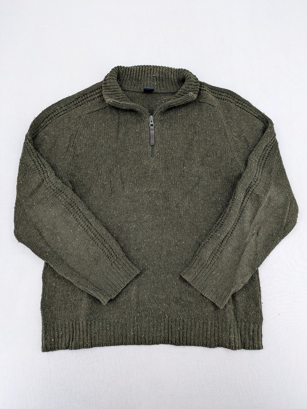 Gap Kids green turtle neck jumper with quarter zip and textured knit details.
