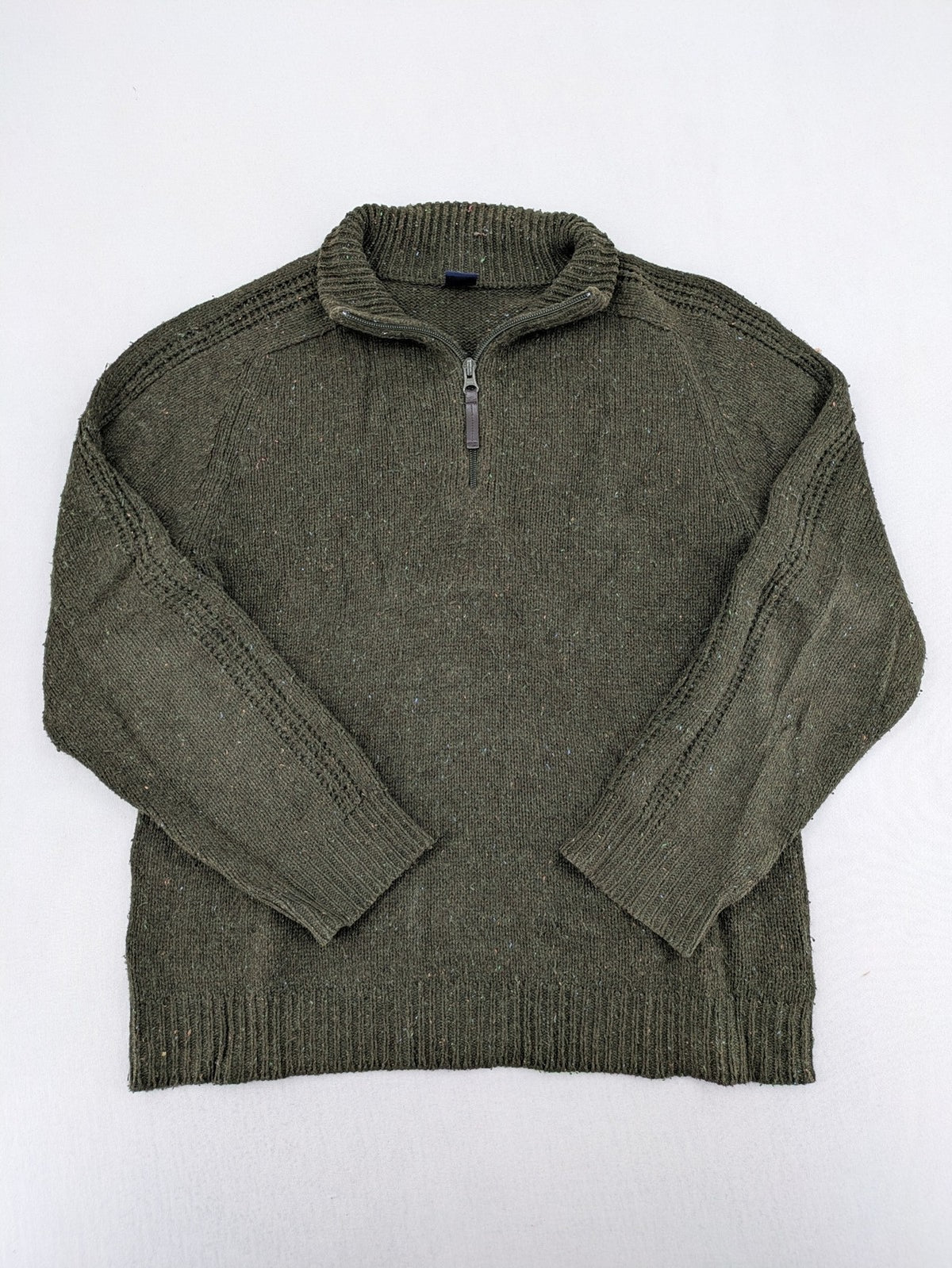 Gap Kids green turtle neck jumper with quarter zip and textured knit details.