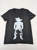 Dragon Ball Z black t-shirt featuring blue Son Goku silhouette graphic design.