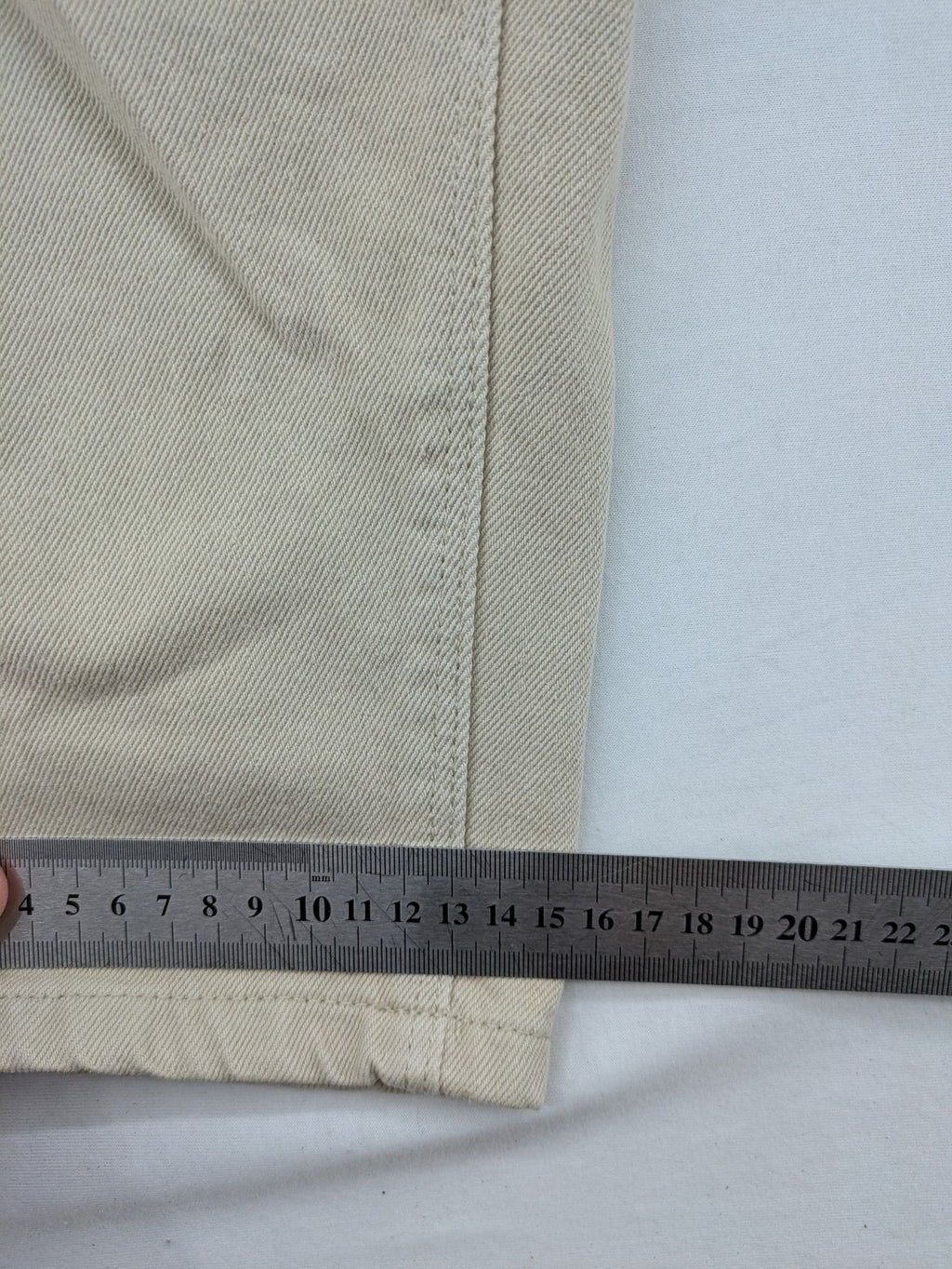 Pimkie beige mom jeans high waist tapered fit with front button placket and cotton material.