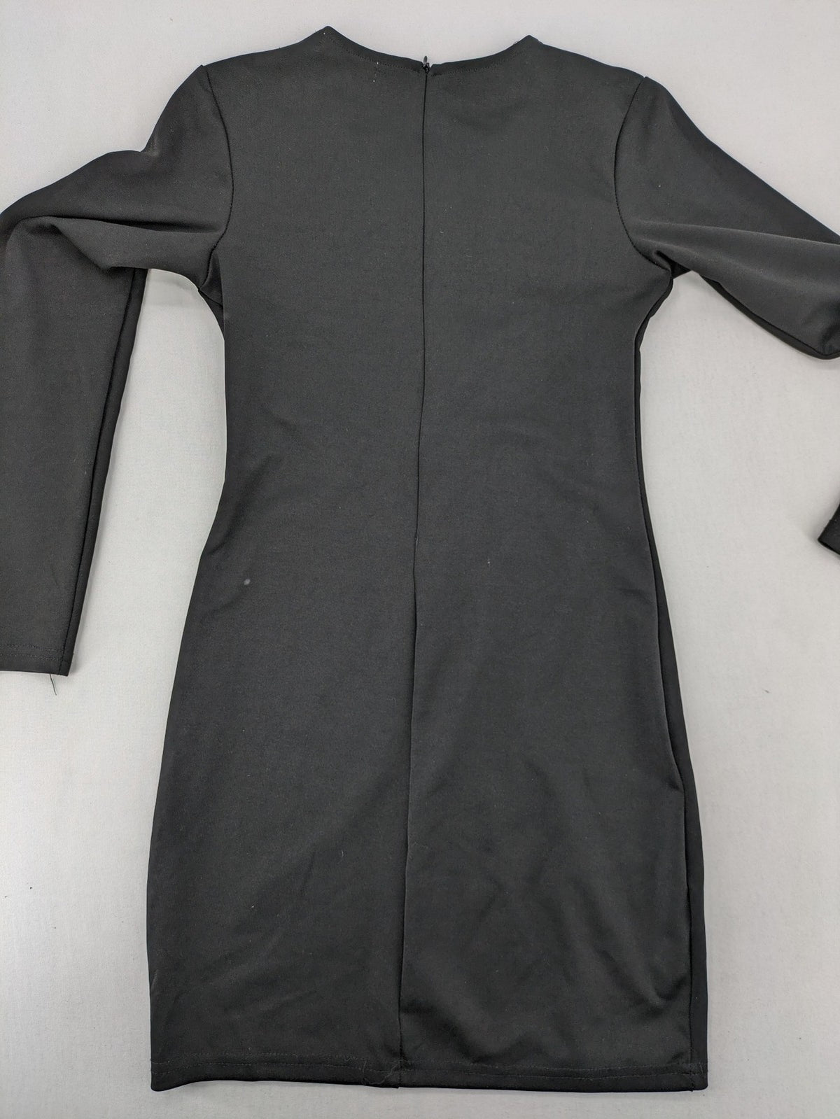 yvesline grey bodycon mini dress with V-neck and lace-up front detail