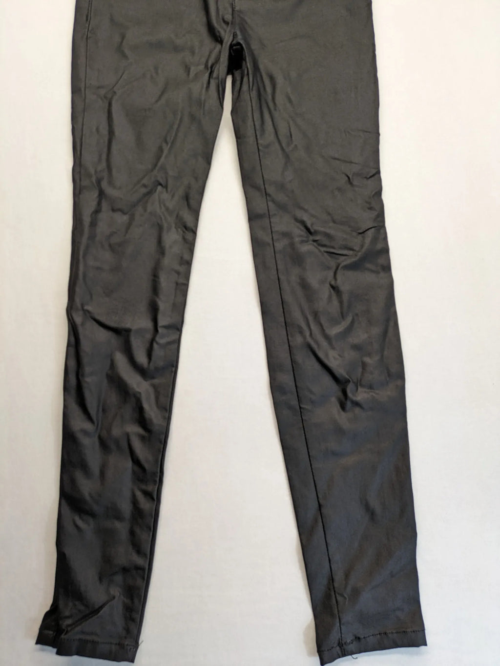 Rinascimento black straight jeans faux leather look skinny fit with glossy finish