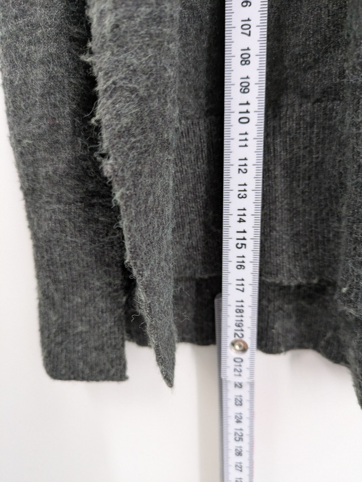 ONLY grey knitted midi dress with roll neck, long sleeves, and side slits.