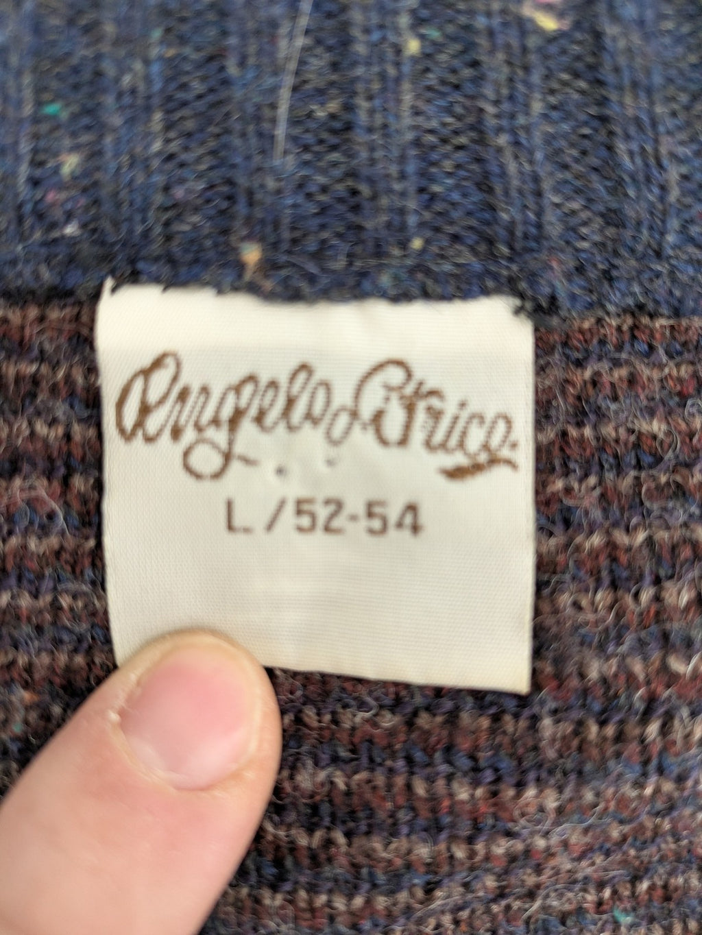 Angelo Litrico blue vest with V-neck, striped pattern, and textured melange design.