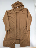 s.Oliver brown turtle neck jumper with hood, open front design, soft knit material.