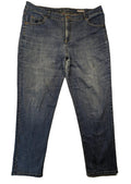 Gloria Vanderbilt blue straight jeans with slimming effect, made of stretch denim.