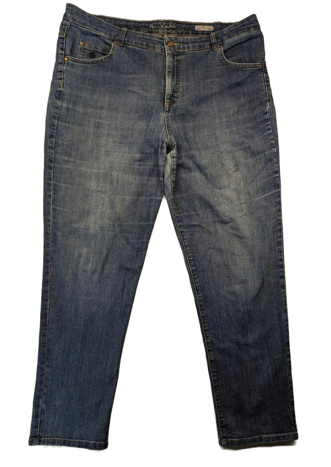 Gloria Vanderbilt blue straight jeans with slimming effect, made of stretch denim.