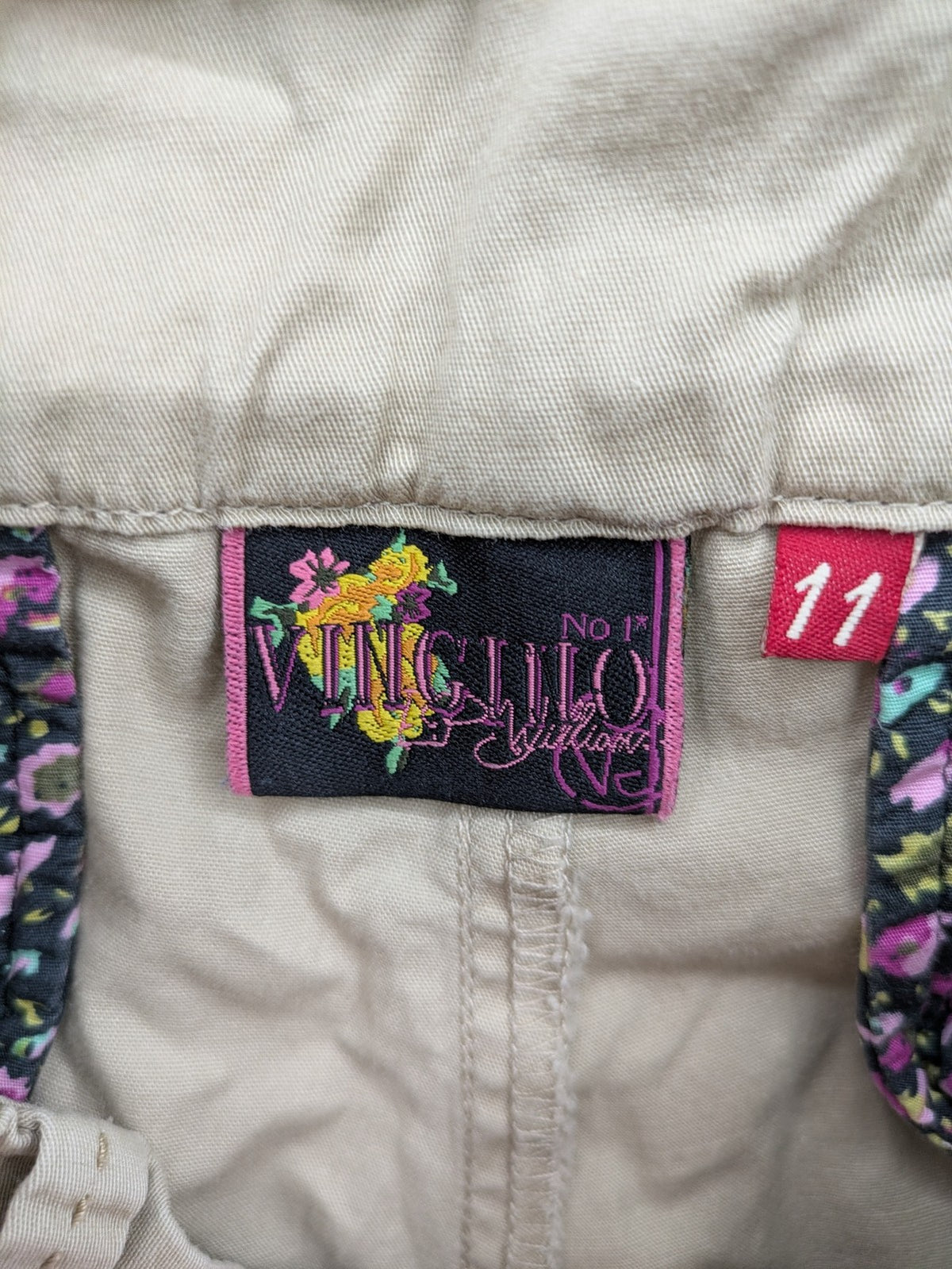 Vingino beige chino pants high waist double-button closure with embroidered details