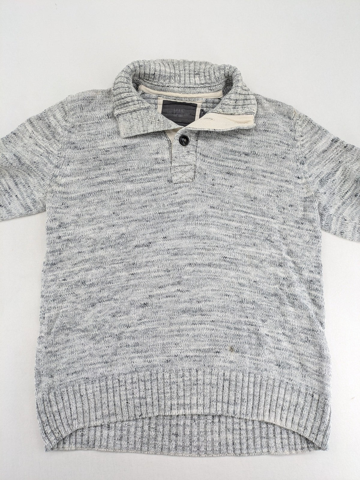 H&M L.O.G.G. grey turtle neck jumper with stylish shawl collar and textured knit.