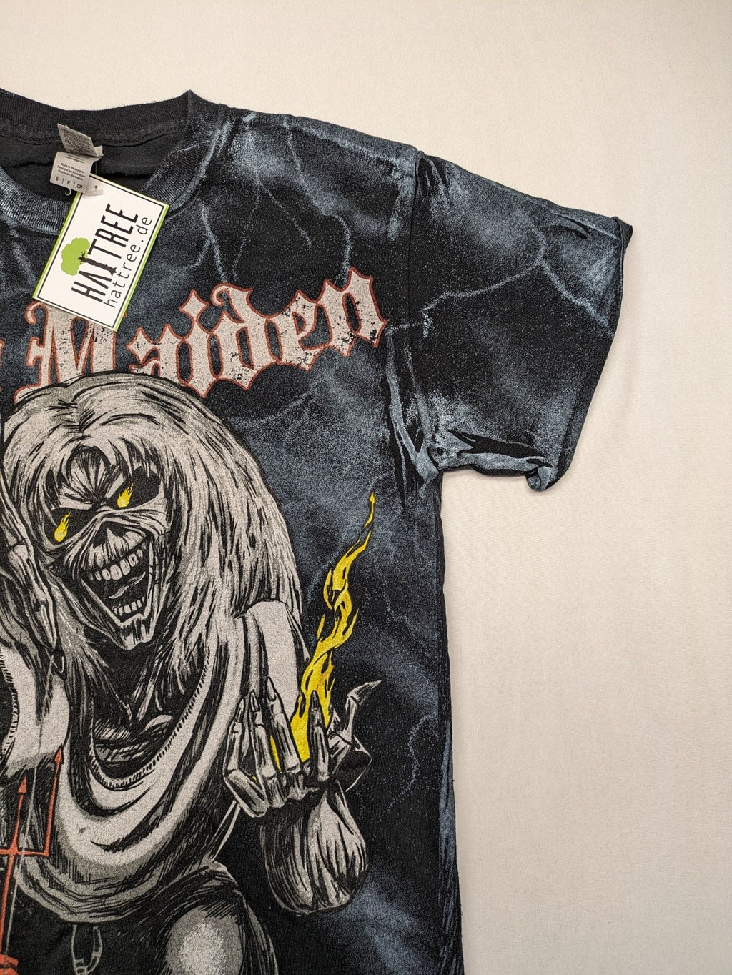 Iron Maiden multi t-shirt featuring "The Number of the Beast" artwork and all-over lightning print.
