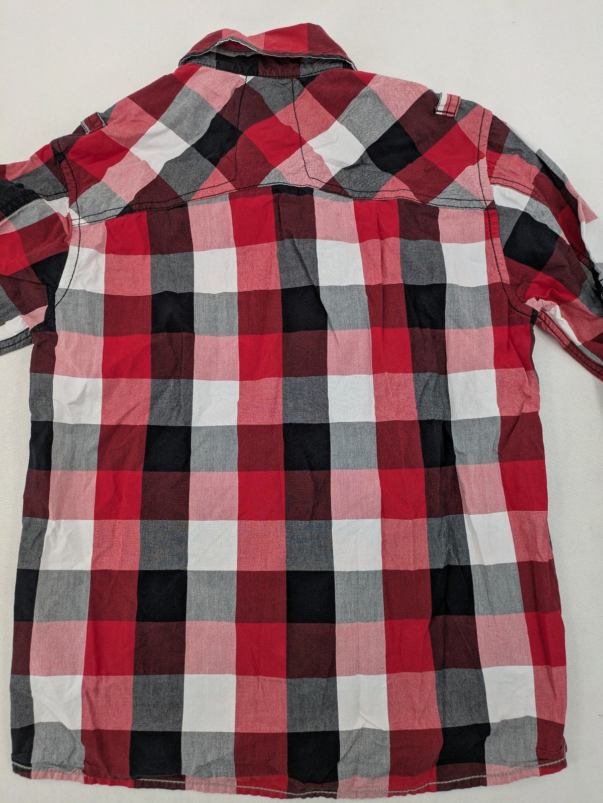 here+there by C&A red checkered long sleeve shirt with button placket and logo