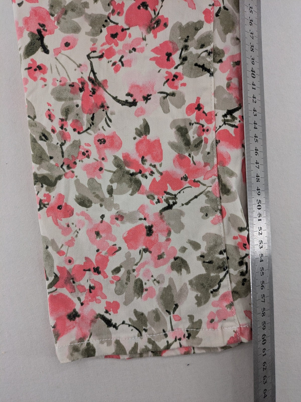 ever.me multi pants high waist floral pattern cotton blend with button closure