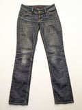 Tommy Hilfiger Denim blue straight jeans with low rise and slight used effects.