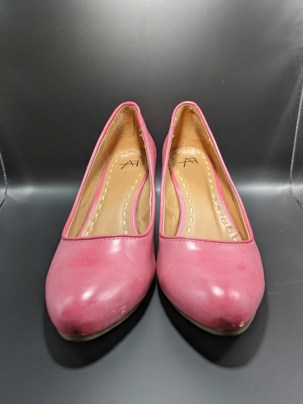 AF cream pumps block heel round toe elegant design