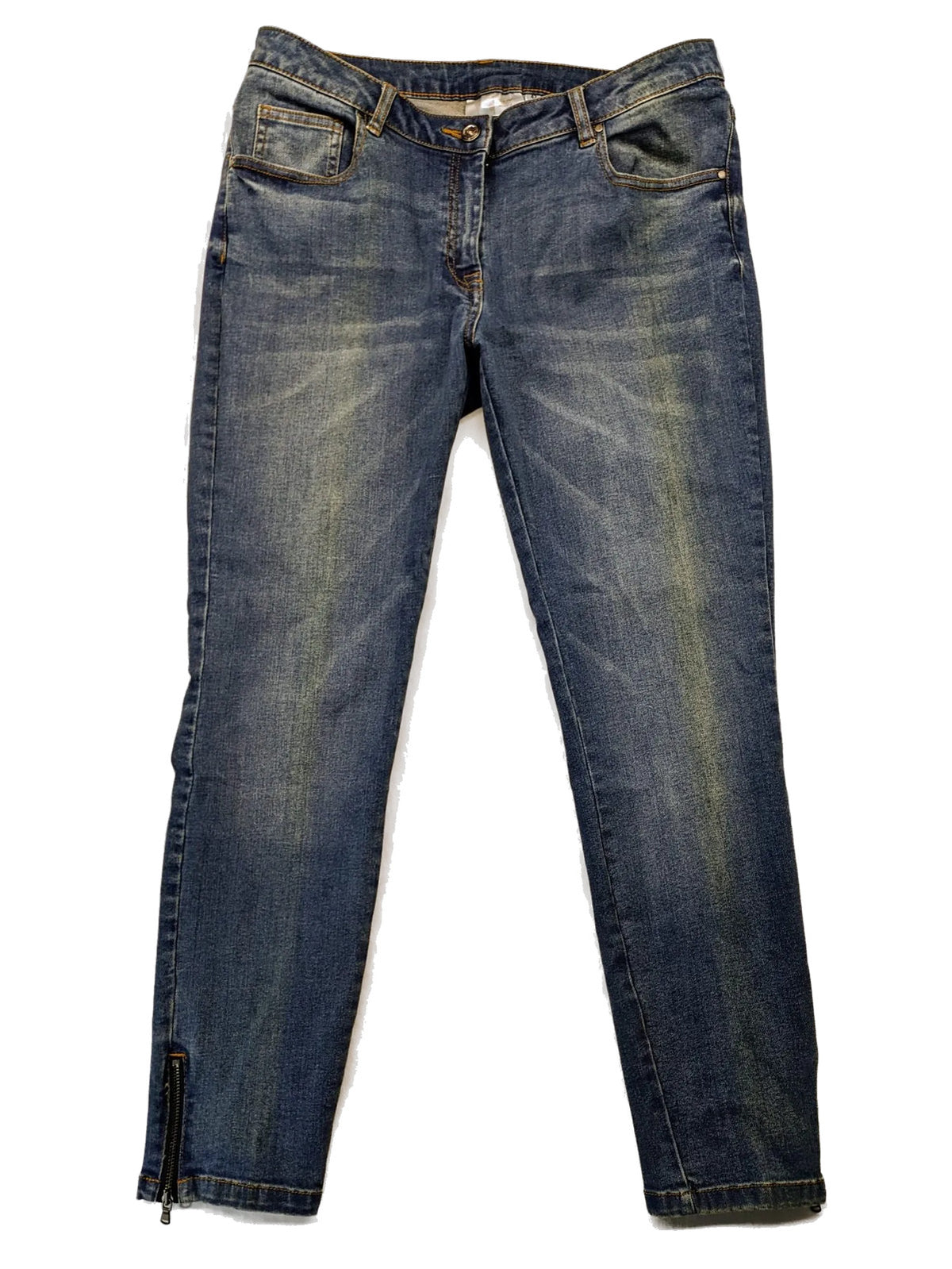 Blue Motion blue straight jeans slim fit with ankle zippers and stretchy material