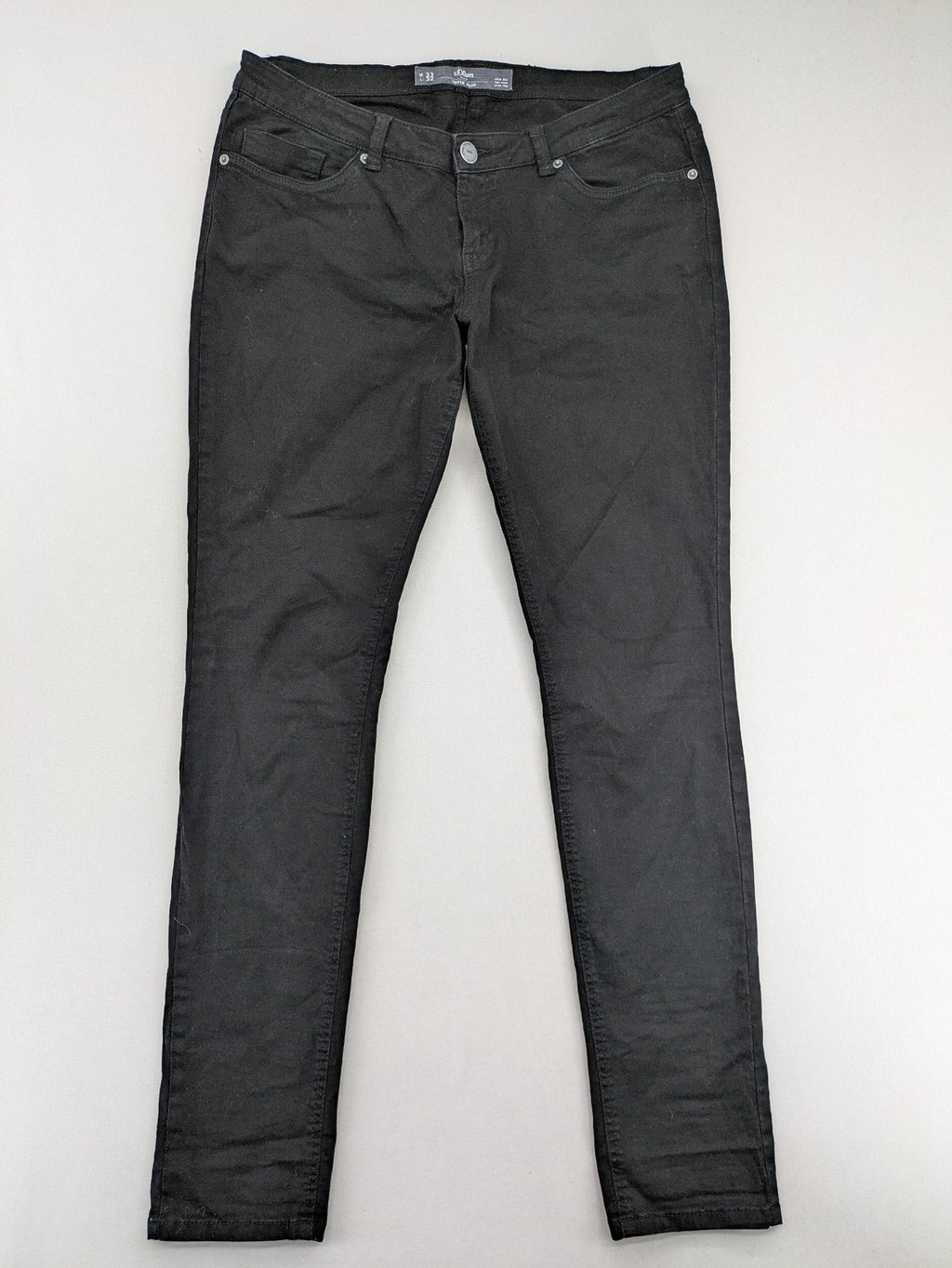 s.Oliver black slim fit jeans with low rise and classic design details.