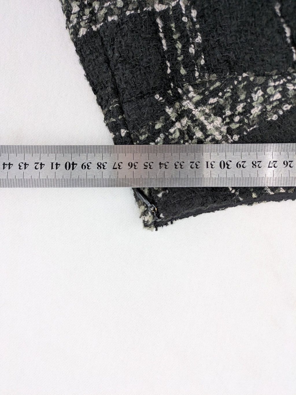 Yessica black mini skirt tweed check pattern A-line cut wool blend material