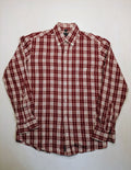 Rover & Lakes red checkered long sleeve shirt, button-down collar, 100% cotton twill.