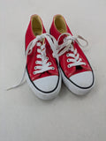 Sneaker low-top canvas sneakers red upper with white laces and rubber sole