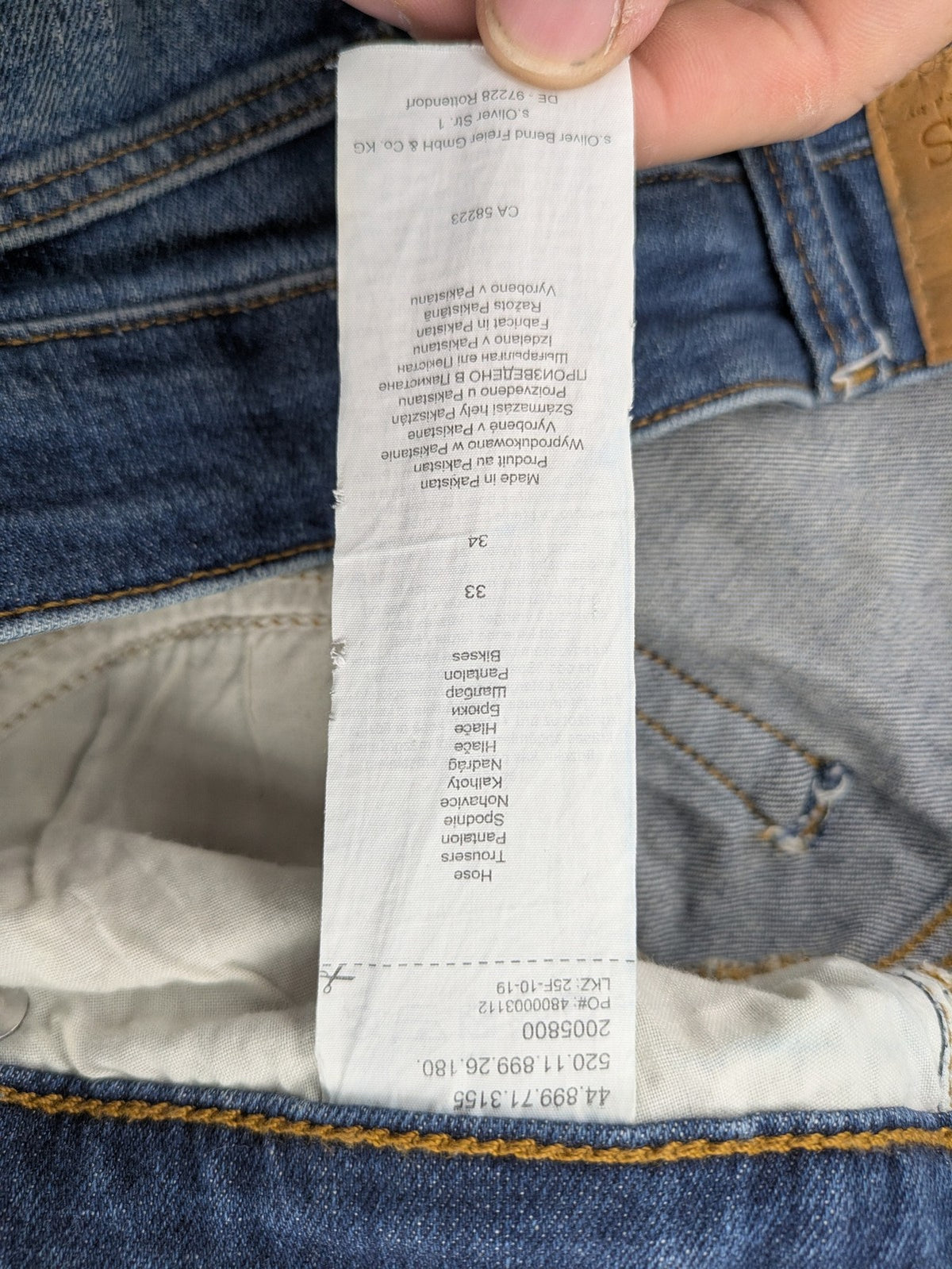 s.Oliver blue slim fit jeans medium wash stretch denim with classic design