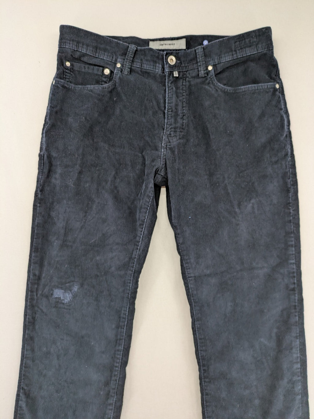Pierre Cardin grey tapered cord trousers 5-pocket design soft cotton blend