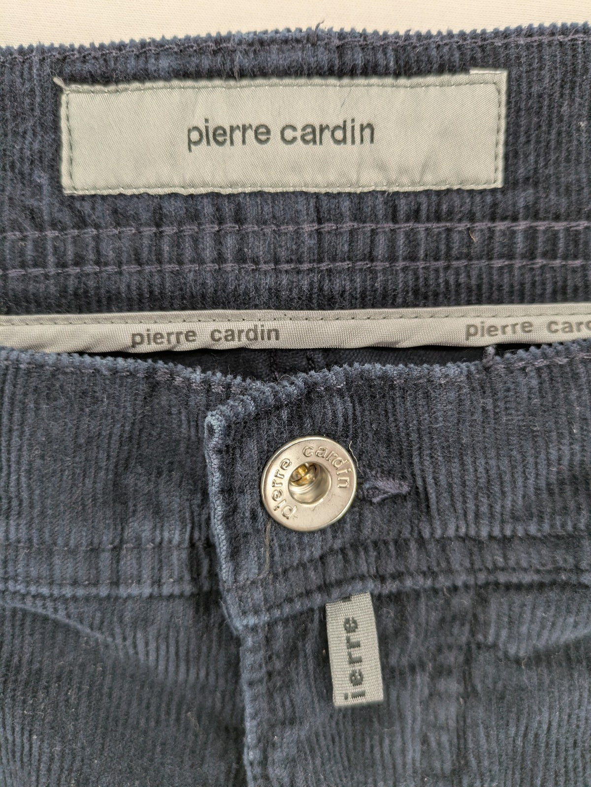 Pierre Cardin grey tapered cord trousers 5-pocket design soft cotton blend