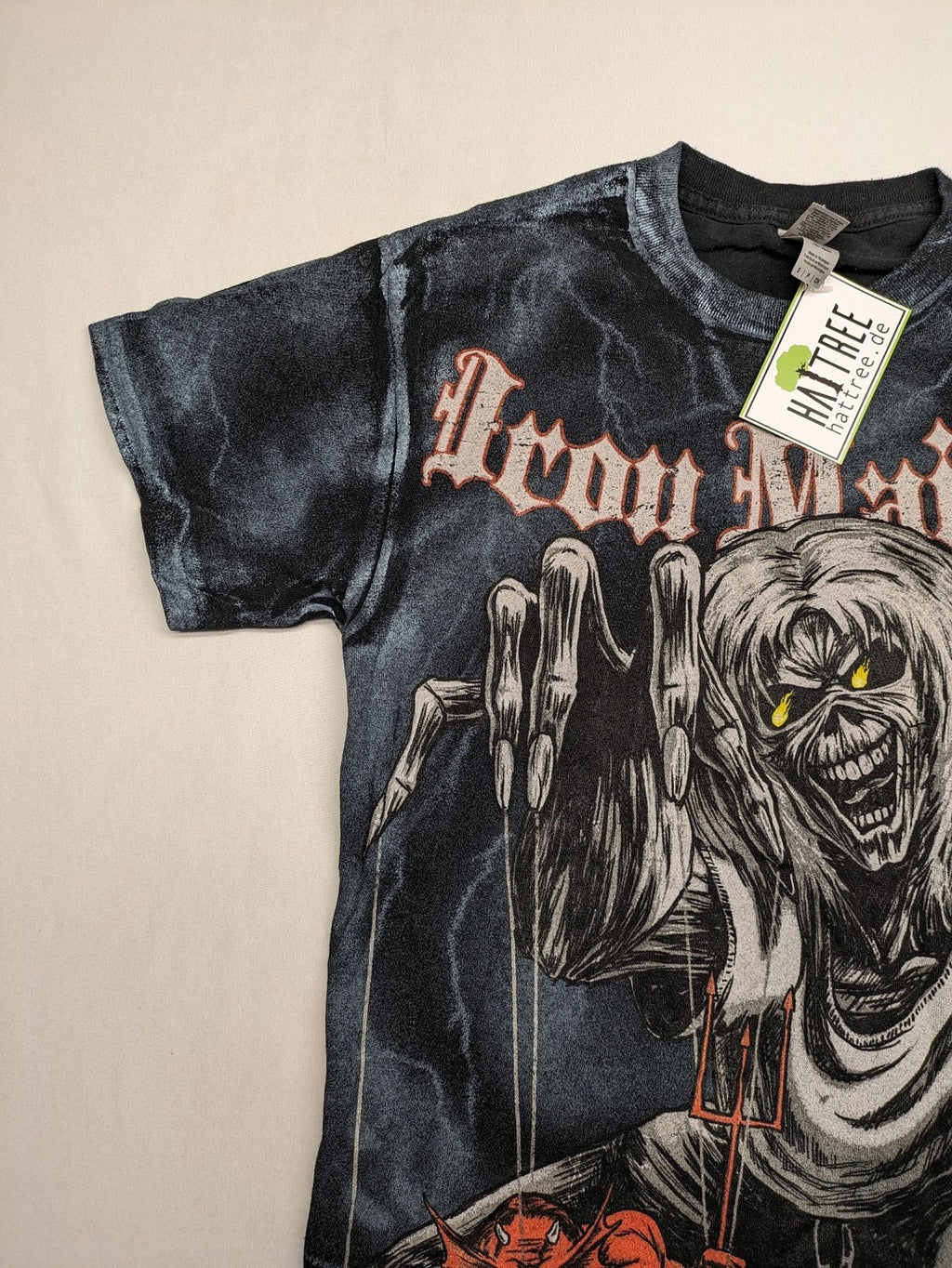 Iron Maiden multi t-shirt featuring "The Number of the Beast" artwork and all-over lightning print.