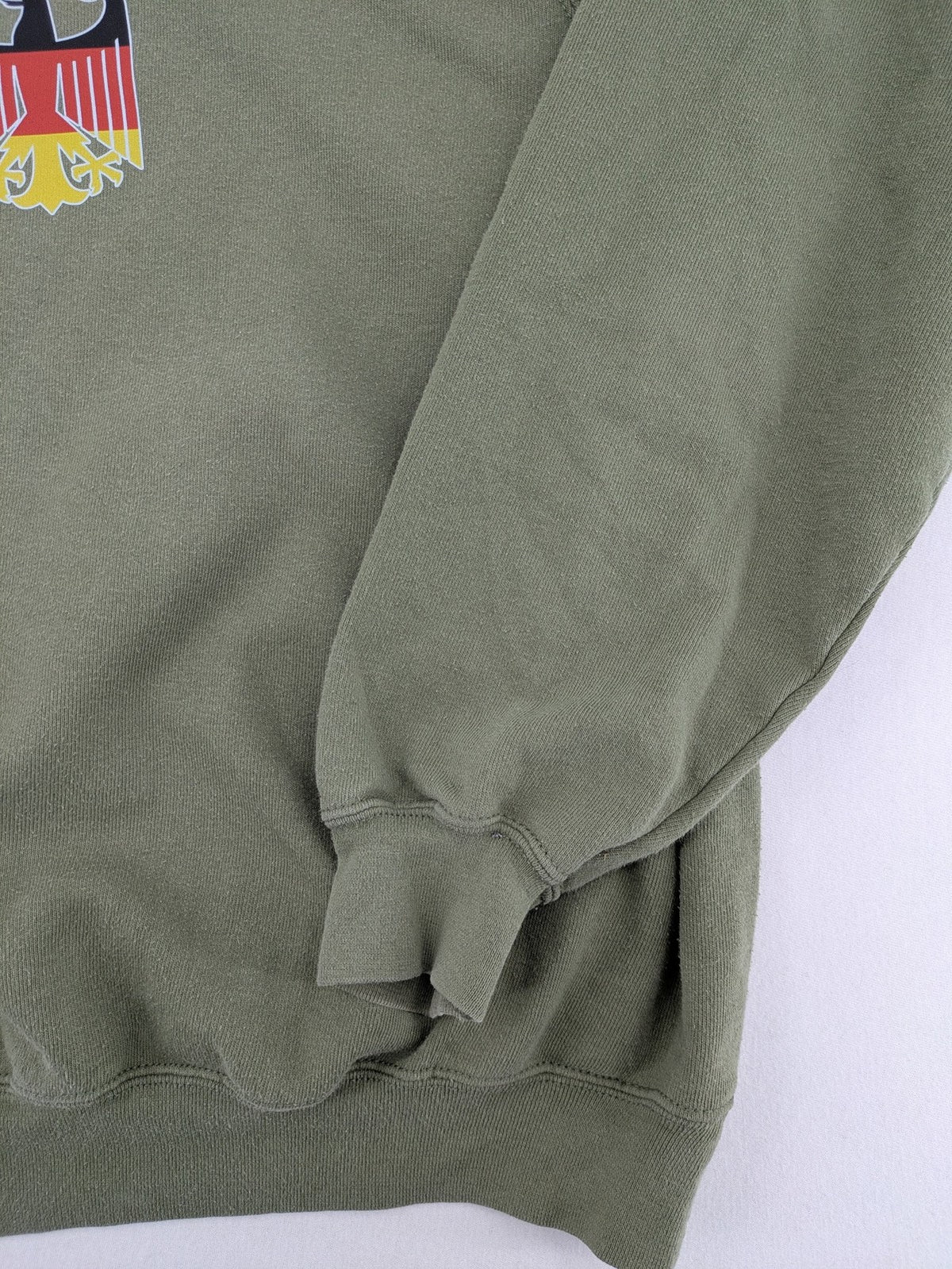 Vintage Deutschland turtle neck jumper khaki with eagle crest and raglan sleeves.