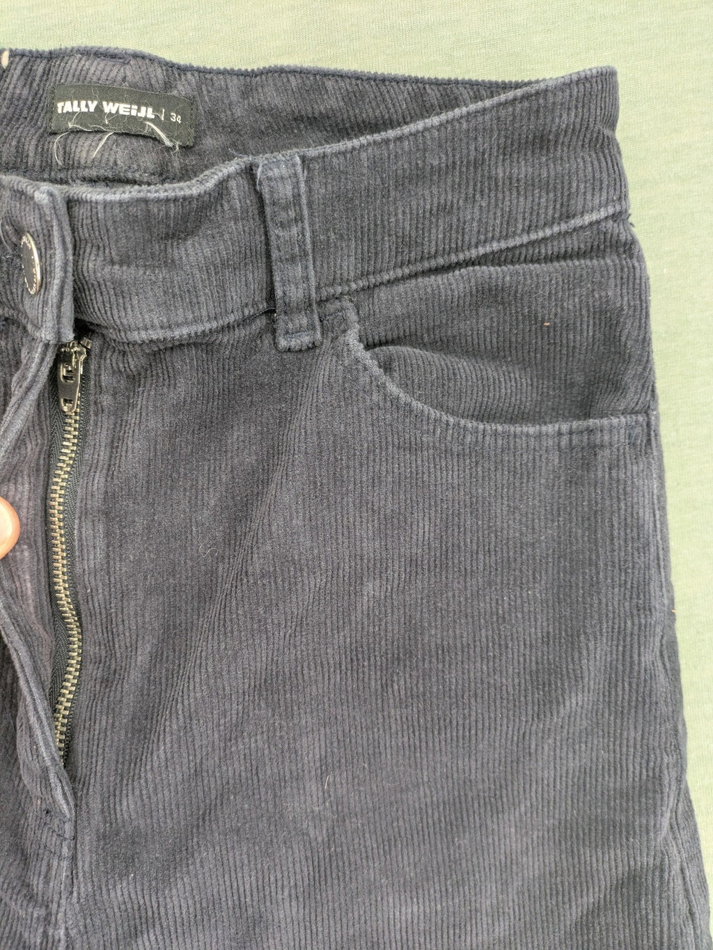 Tally Weijl grey cord pants wide leg high waist five-pocket design
