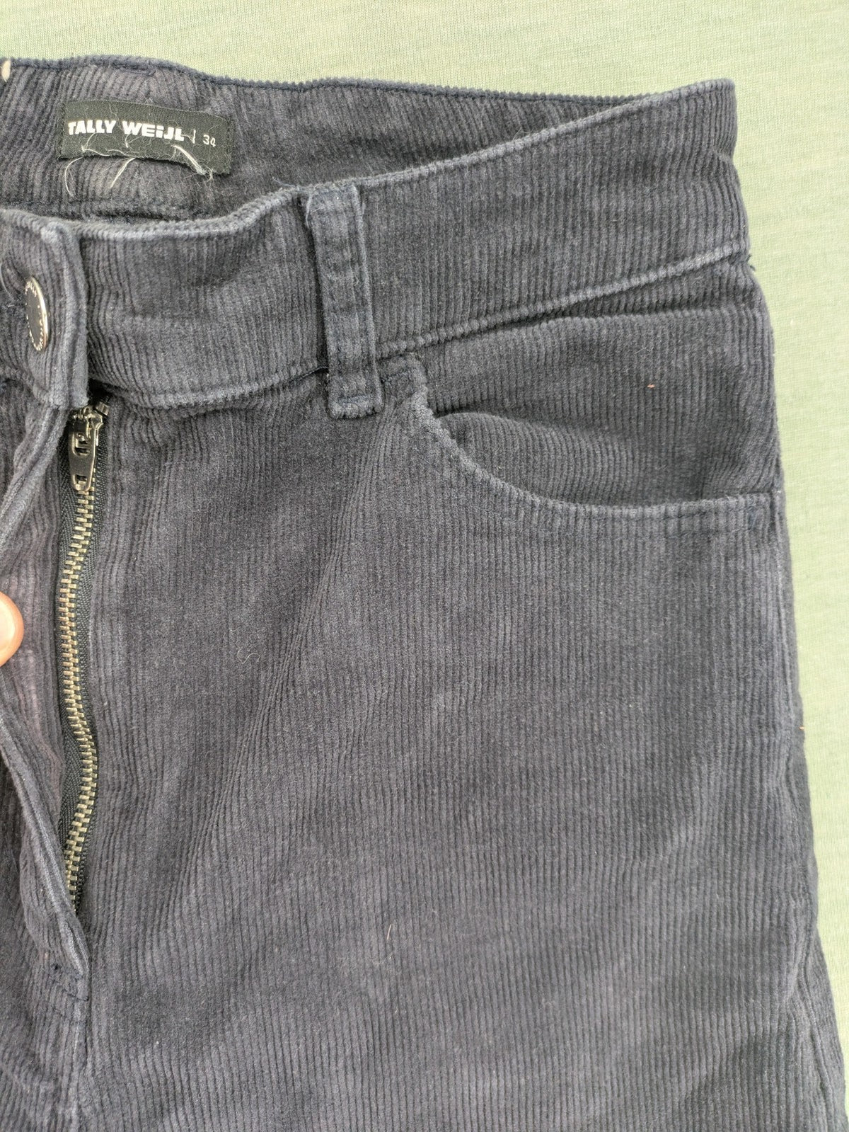 Tally Weijl grey cord pants wide leg high waist five-pocket design
