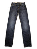 Esprit blue straight leg jeans mid rise 5-pocket design with zipper, dark wash.